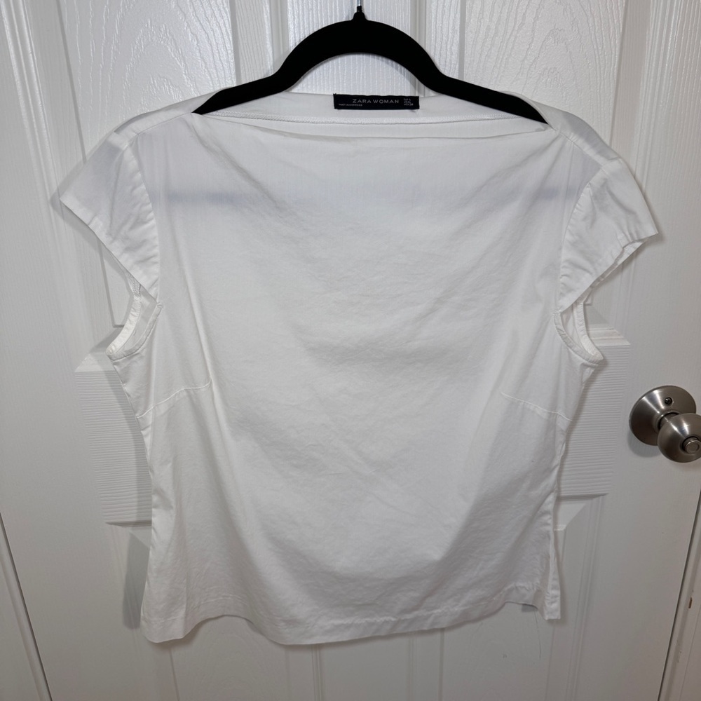 Zara Women White Short Sleeve Blouse
